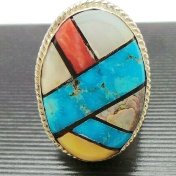 .925 SILVER MARY LIVINGSTON TURQUOISE PEARL Ring - Picture 3 of 9